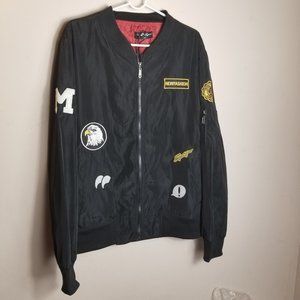 Black Flight Bomber Men's Jacket with Cool Patches XL